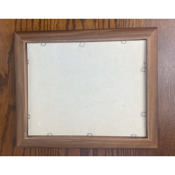 Vtg E Brown Signed Lithograph Horse Foal & Collie Dogs Wood Carved Frame # 361 - Picture 8 of 9